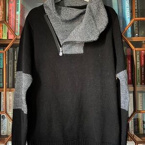 Desigual Black and Gray Zip-Up Sweater